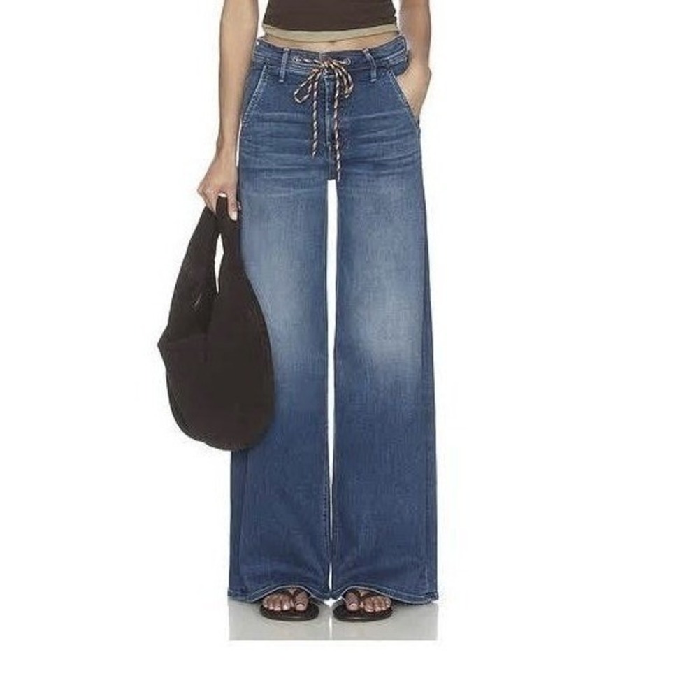 MOTHER Blue High-Rise Wide Leg Jeans